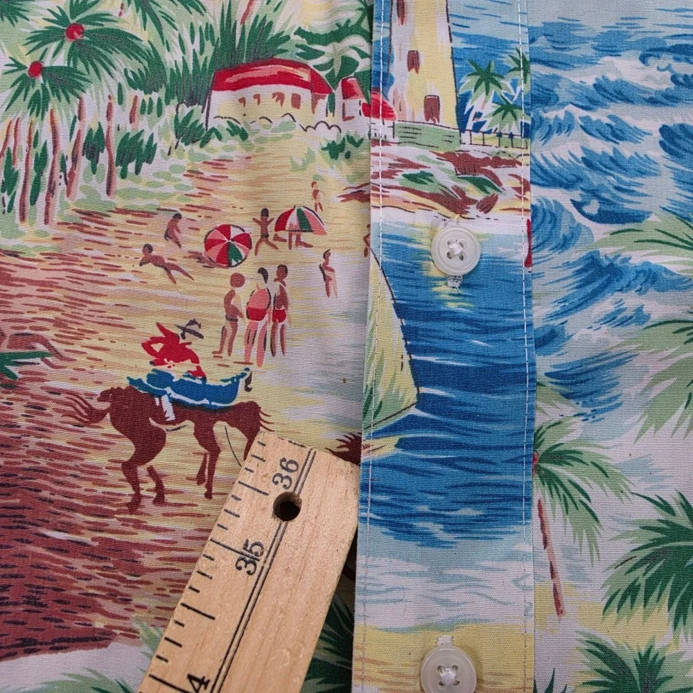 Wrangler Western 1947 Shirt Mens 2XL Hawaiian Beach Island Paradise Sailboat AOP